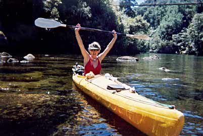 Caroline kayaking in the Abel Tasman National Park, January 2003. 