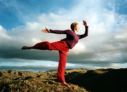 Caroline dancing on top of the farm, Te Kouka.