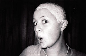 Caroline trying the no-hair look, March 2000.