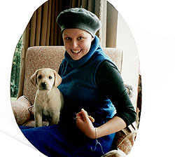 Caroline and her dog Mobi at the time of chemotherapy, Wellington, 2000.