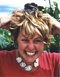 Caroline in a typical fun-loving pose, January 2003.