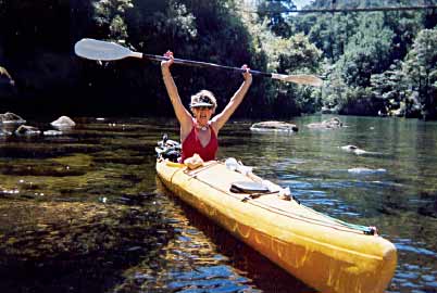 Caroline kayaking in the Abel Tasman National Park, January 2003.